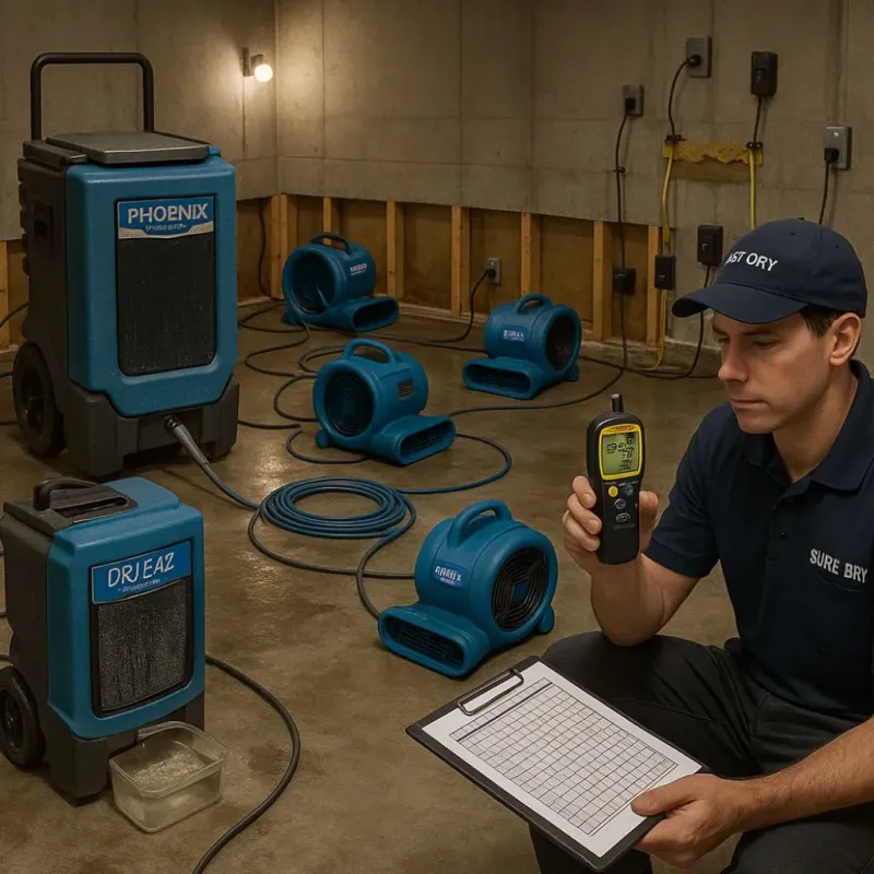 Structural Drying and Dehumidification process in Iva, SC